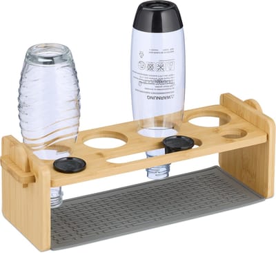 Droogrek flessen - 4 houders - geschikt voor sodastream-flessen - bamboe