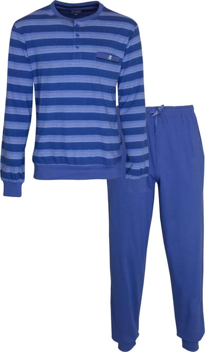 Paul Hopkins Heren Pyjama - Katoen - Gestreept - Blauw - Maat XXL