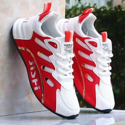 Luxe Sportschoenen voor Heren Hoge Kwaliteit Casual Schoenen Modieuze en Veelzijdige Sportschoenen voor Heren Dikke Zool Comfortabele Hardloopschoenen voor Heren 39 red