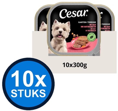 10x Cesar - Primeur Paté Kalf & Worteltjes - Hondenvoer Natvoer - 300g