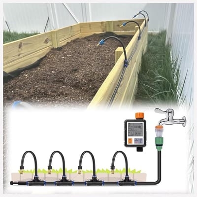 Druppelsysteem Tuin - Automatische Bewatering - Planten Water Geven - Programmeerbare Timer - 30 Meter Slang - Zwart