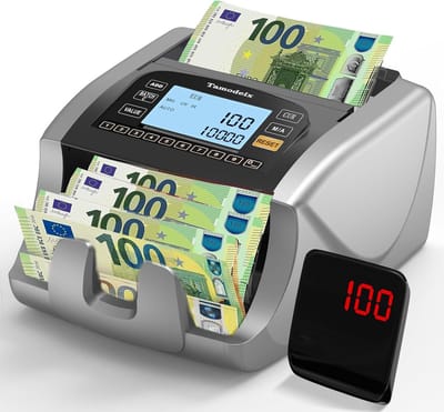 Geldtelmachine - Bankbiljettenteller - Contant Geld Tellen - Dubbele Echtheidscontrole - 448 kg - Zwart