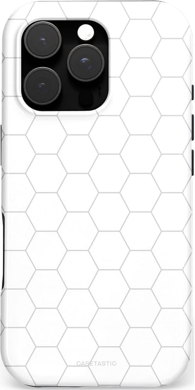 Casetastic hoesje geschikt voor Apple iPhone 16 Pro - MagSafe - Dubbellaagse bescherming - Zilverraat - Fashion Case - Wit