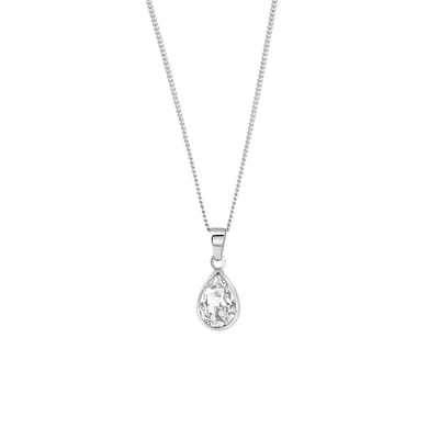 Lucardi Dames Ketting bezet met hanger druppel kristallen van Swarovski - Echt Zilver - Ketting - Cadeau - 5 cm - Zilverkleurig
