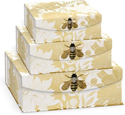 Botanische Snuisterijdozen - Opbergdozen Set - Sieraden Opbergen - Gouden Folie Decoratie - 3 maten - Meerkleurig