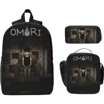 3 Stuks Omori Grappige Videogames Rugzak Set voor Kinderen Etui Boekentas Sets met Lunchbox Voor School Studenten Dagrugzak