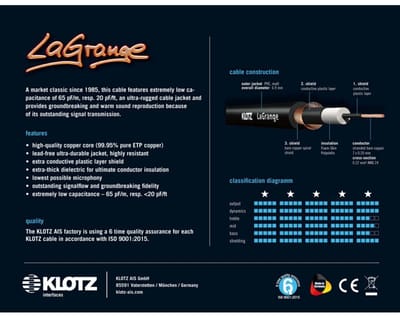 Klotz LA-GPR0450 LaGrange Supreme Guitar Cable 4,5 m - Instrumentenkabel