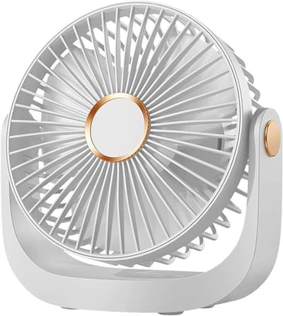Tafelventilator - Staande Mini Ventilator - Tafelventilator draadloos - Luchtkoeler - Verkoeling - koeling - Verstelbare - USB Oplaadbaar - draadloos - Ventilator voor Bureau, Tafel en Werkplek - wit