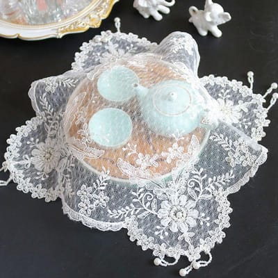 Nappe de table brodée de fleurs de perles blanches populaires, nappe de mariage, cuisine, décoration de table de Noël et accessoires square 40cm