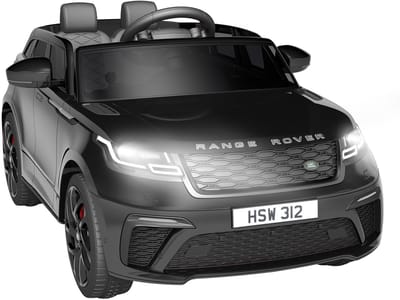 Danky Elektrische Kinderauto 12V Officieel Gelicentieerde Land Rover - Accuvoertuig met Afstandsbediening - Luxe Ride-On met Lederen Zitje, EVA-Banden, Soft-Brake & MP3 - Zwart - 3 tot 8 jaar - Wit