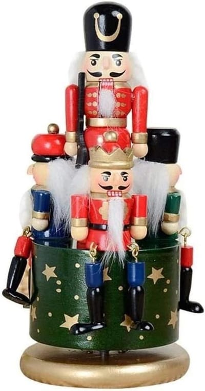 Muziekdoos Kerst - Draaiend Houtsnijwerk - Decoratie en Cadeau - Handgemaakt Massief Hout - 23 x 11 cm - Natuurlijk Hout