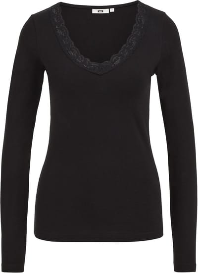 WE Fashion Dames jersey T-shirt met kant