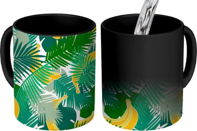 Magische Mok - Foto op Warmte Mokken - Koffiemok - Tropisch - Bladeren - Jungle - Patronen - Magic Mok - Beker - 350 ML - Theemok