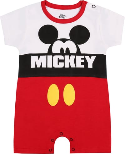 Wit-rode romper met afbeelding van Mickey Mouse / 92 cm