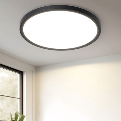 NETTLIFE Plafondlamp LED - modern - 18cm - Zwart - Platte Plafondlamp - 15 W Ganglamp - 4000 K Neutraal wit Licht - voor Slaapkamer | Keuken | Woonkamer