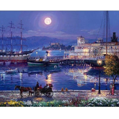 Diamond Painting Volledige Ronde City Night Handwerk Borduurlandschap Home Decor 20X30CM