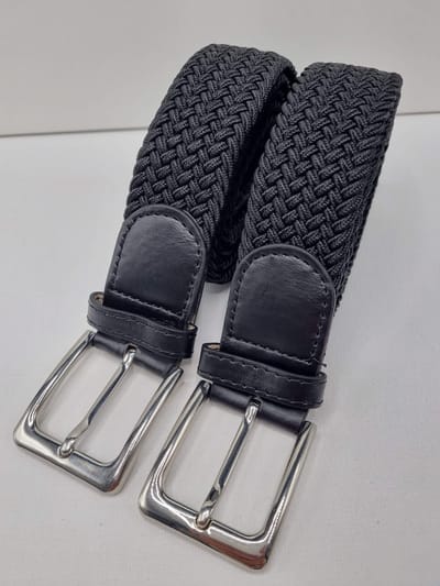 2 pack deal - Elastische riem - gevlochten broekriem - dames en heren riemen - kleur Zwart 105 cm