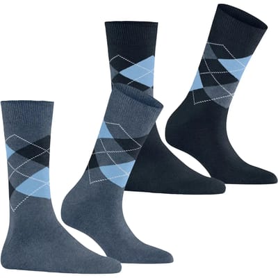 Burlington Everyday Argyle 2-Pack gedessineerd katoen sokken dames blauw - maat 36-41