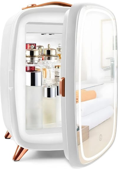 Skincare Fridge 4L - Organizer met Hollywood Spiegel met Verlichting - Make up Koelkast - Beauty Fridge - Wit