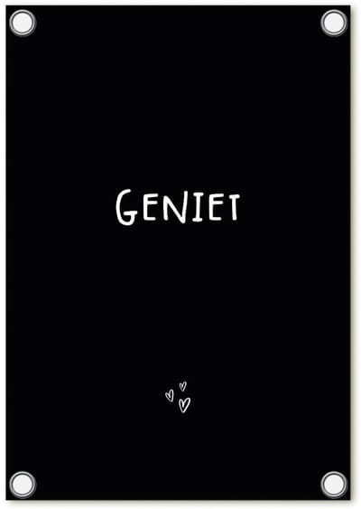 Zoedt tuinposter - zwart met wit tekst - Geniet - 60x80