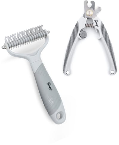 Dougi - Verzorgingsset voor Hond & Kat – Nagelknipper + Ondervacht borstel – Nageltang & Hondenkam – Voor Langharige & Kortharige Vacht – Inclusief Gratis E-Book