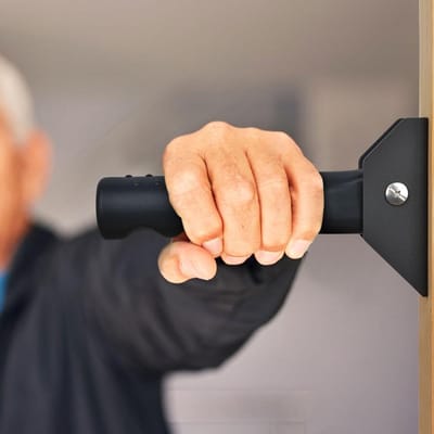 Opvouwbare Grab Bar - Deursteun Handvat - Ouderen Mobiliteit - Ruimtebesparend Flip-up Design - Tot 300 lbs belasting - Zwart