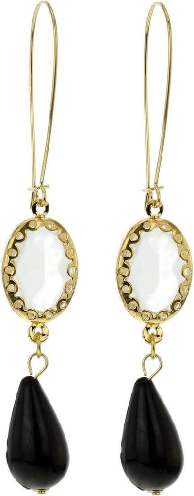 Behave - Oorbellen hanger lang - Zwart accent - Elegant avondstijl