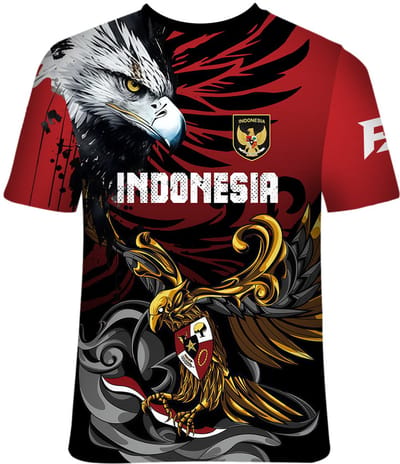 FIGHTSENSE Garuda Warrior T-Shirt Indonesia – Red Black – Sportief Shirt - MAAT S