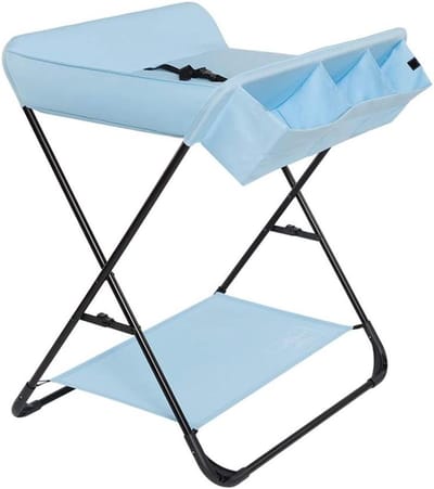 Baby Luiertafel - Wisselstation Baby - Babyverzorging Thuis - Inklapbaar Ontwerp - 80 x 60 x 95 cm - Blauw Grijs