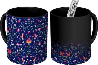 Magische Mok - Foto op Warmte Mokken - Koffiemok - Bloemen - Eekhoorn - Patronen - Magic Mok - Beker - 350 ML - Theemok
