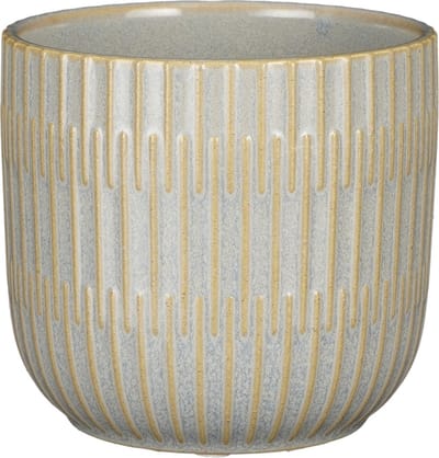 Mica Decorations Plantenpot/bloempot - keramiek - lichtgrijs - D12.5/H11 cm