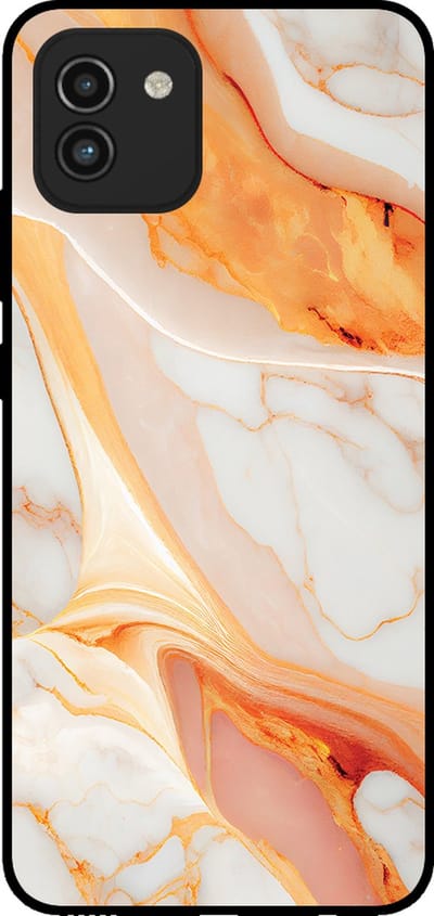 Smartphonica Telefoonhoesje voor Samsung Galaxy A03 met marmer opdruk - TPU backcover case marble design - Oranje geschikt voor Samsung Galaxy A03