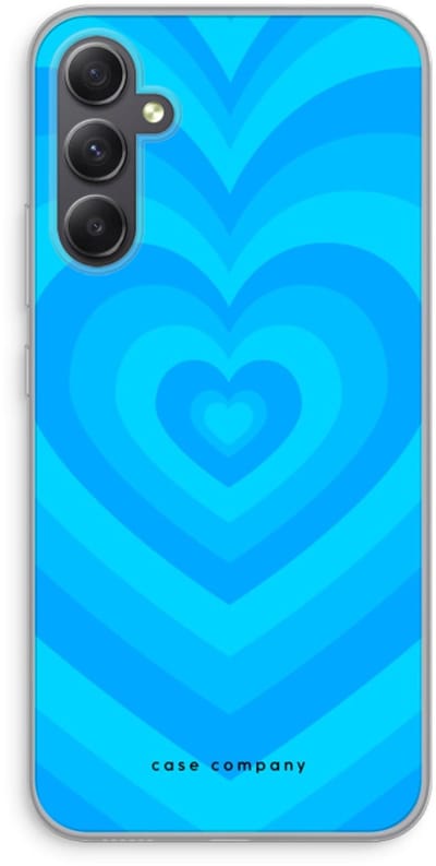 Case Company® - Hoesje geschikt voor Samsung Galaxy A34 hoesje - Hart Blauw - Soft Cover Telefoonhoesje - Bescherming aan alle Kanten en Schermrand