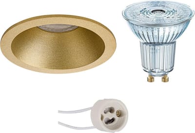 LED Spot Set - LEDVANCE Parathom PAR16 940 36D - Pragmi Pollon Pro - GU10 Fitting - Dimbaar - Inbouw Rond - Mat Goud - 3.4W - Natuurlijk Wit 4000K - Verdiept - Ø82mm