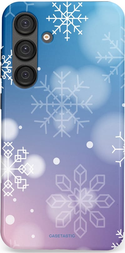 Casetastic hoesje geschikt voor Samsung Galaxy S25 Plus - Dubbellaagse bescherming - Winterse Sneeuwvlokken - Fashion Case - Lichtblauw Lavendel Lichtgrijs Lichtroze