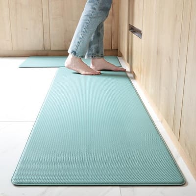 Tapis de cuisine en PVC imperméable et résistant à l'huile, Long tapis de sol pour salle à manger, balcon, couloir, salon, décoration de porte 45x75cm  17x29inch white
