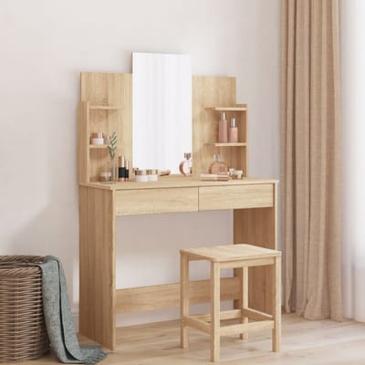 vidaXL - Kaptafel - met - spiegel - 96x39x142 - cm - sonoma - eikenkleurig