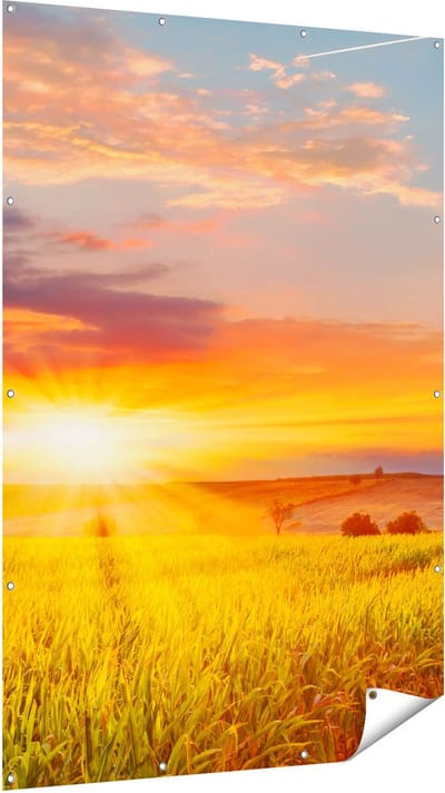 Gards Tuinposter Zonsopgang op het Ma�sveld - 120x180 cm - Tuindoek - Tuindecoratie - Wanddecoratie buiten - Tuinschilderij