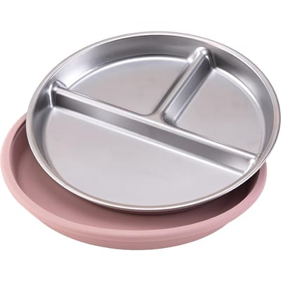 Color Kids 1 pièce Assiette en Acier Inoxydable Assiettes à Ventouse Amovibles Bol Ventouse pour Bébé Plateau Alimentaire en Silicone de Qualité Alimentaire Vaisselle gray