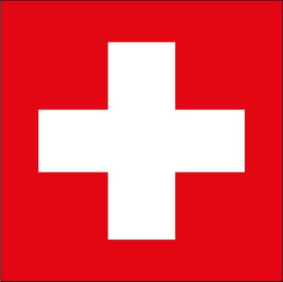 Rood met wit kruis sticker 100 x 100 mm