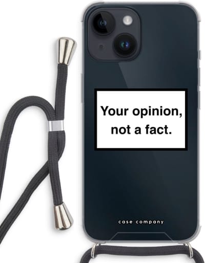 Case Company® - Hoesje met koord geschikt voor iPhone 14 hoesje met Koord - Your opinion - Telefoonhoesje met Zwart Koord - Bescherming aan alle Kanten en Over de Schermrand