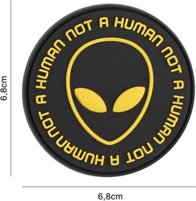 Embleem 3D PVC Not Human Zwart/Geel