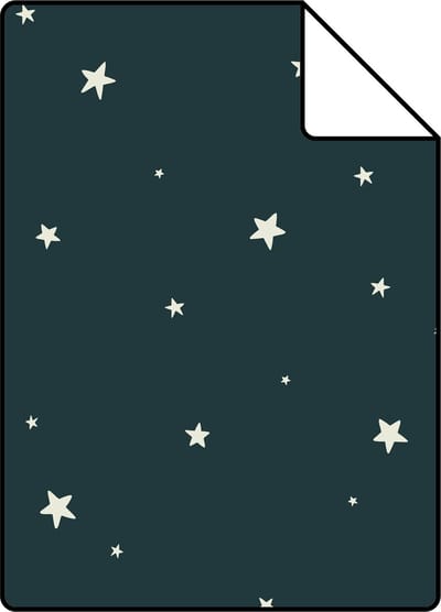 Proefstaal ESTAhome glow-in-the-dark behang lichtgevende sterretjes donkerblauw - 53 cm x 10.05 m - 139262-S