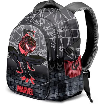 Karactermania - Marvel - Spiderman - Running Plus Rugzak - Handbagage Backpack met Trolley bevestiging + USB poort - Grijs