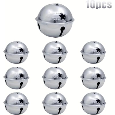 10 pièces Cloches de Noël Cinq Étoiles Cloches Artisanales pour Décoration de Fête à la Maison Décoration de Noël Décoration de Mariage Décoration de Cadeau, Artisanat Fabrication DIY gray