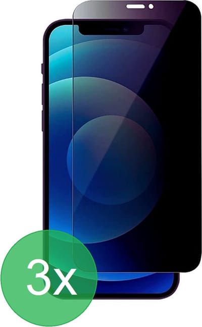 3x Screenprotector Geschikt voor: iPhone 12 Mini Privacy Full Screenprotector 3x - screen protector - volledige glas - bescherming - beschermglas - Anti Spy - ZT Accessoires