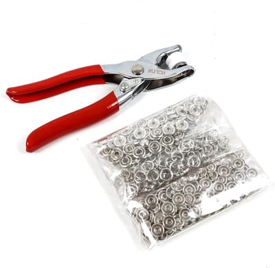 Kleurige metalen drukknopen van 9.5mm met tang voor DIY knutselprojecten - 100 sets