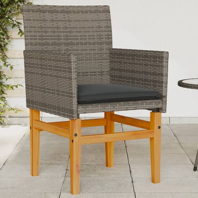 vidaXL - Tuinstoelen - 2 - st - met - kussens - poly - rattan - en - massief - hout - grijs