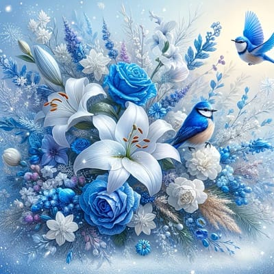 40x40cm Diamond Painting vogeltjes bloemen nr 585