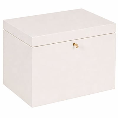 HAUDT® Kistje met slot BAS Kokos wit - 29 x 20 x 21 cm - houten kist met slot - incl. koperen sleutel - witte opbergkist
